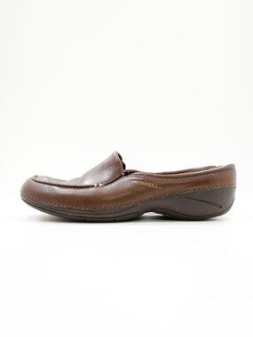Merrell Basso Brown Leather Retro Lightweight Comfort Mules - 7